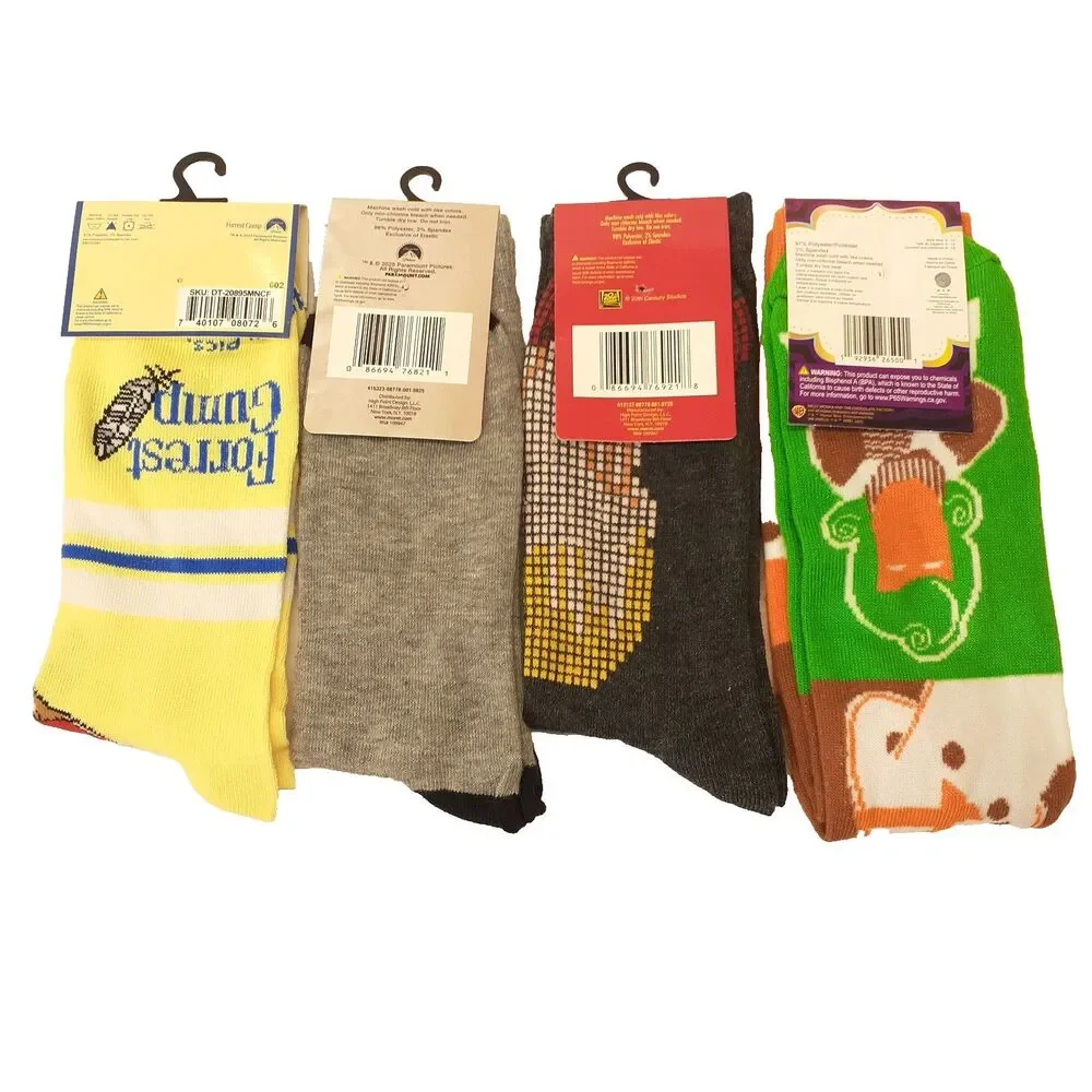Movies Forest Ferris Wonka Home Alone Novelty Men Socks 4 Pair Sz 6-12 NWT